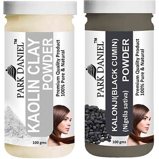                       PARK DANIEL Pure & Natural Kaolin Powder & Kalonji(Black Cumin) Powder Combo Pack of 2 Bottles of 100 gm (200 gm ) (200 ml)                                              
