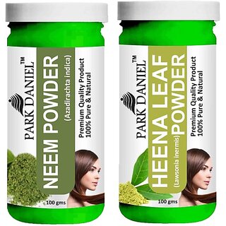                       PARK DANIEL Pure & Natural Neem Powder & Heena Leaf Powder Combo Pack of 2 Bottles of 100 gm (200 gm ) (200 ml)                                              