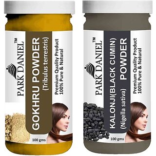 PARK DANIEL Pure & Natural Gokhru Powder & Kalonji(Black Cumin) Powder Combo Pack of 2 Bottles of 100 gm (200 gm ) (200 ml) PARK DANIEL Pure & Natural Gokhru Powder & Kalonji(Black Cumin) Powder Combo Pack of 2 Bottles of 100 gm (200 gm ) (200 ml)