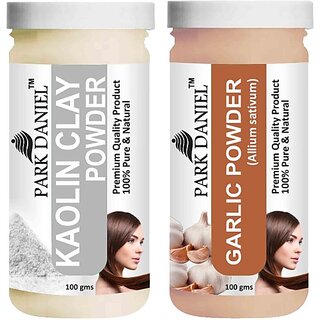 PARK DANIEL Pure & Natural Kaolin Powder & Garlic Powder Combo Pack of 2 Bottles of 100 gm (200 gm ) (200 ml)