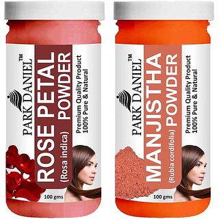                       PARK DANIEL Pure & Natural Rose Petal Powder & Manjistha Leaf Powder Combo Pack of 2 Bottles of 100 gm (200 gm ) (200 ml)                                              