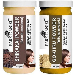 PARK DANIEL Pure & Natural Shikakai Powder & Gokhru Powder Combo Pack of 2 Bottles of 100 gm (200 gm ) (200 ml) PARK DANIEL Pure & Natural Shikakai Powder & Gokhru Powder Combo Pack of 2 Bottles of 100 gm (200 gm ) (200 ml)