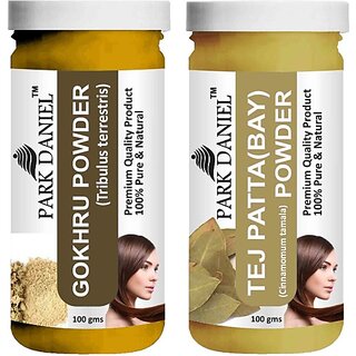 PARK DANIEL Pure & Natural Gokhru Powder & Tej Patta(Bay) Powder Combo Pack of 2 Bottles of 100 gm (200 gm ) (200 ml) PARK DANIEL Pure & Natural Gokhru Powder & Tej Patta(Bay) Powder Combo Pack of 2 Bottles of 100 gm (200 gm ) (200 ml)