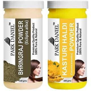                       PARK DANIEL Pure & Natural Bhringraj Powder & Kasturi Haldi Powder Combo Pack (200 ml)                                              