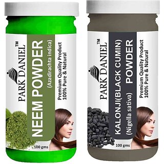                       PARK DANIEL Pure & Natural Neem Powder & Kalonji(Black Cumin) Powder Combo Pack of 2 Bottles of 100 gm (200 gm ) (200 ml)                                              