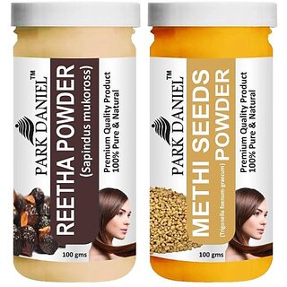 PARK DANIEL Pure & Natural Reetha Powder & Methi Powder Combo Pack of 2 Bottles of 100 gm (200 gm ) (200 ml) PARK DANIEL Pure & Natural Reetha Powder & Methi Powder Combo Pack of 2 Bottles of 100 gm (200 gm ) (200 ml)