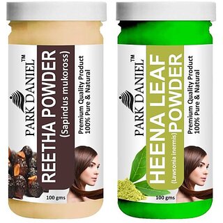 PARK DANIEL Pure & Natural Reetha Powder & Heena Leaf Powder Combo Pack of 2 Bottles of 100 gm (200 gm ) (200 ml) PARK DANIEL Pure & Natural Reetha Powder & Heena Leaf Powder Combo Pack of 2 Bottles of 100 gm (200 gm ) (200 ml)