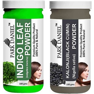                       PARK DANIEL Pure & Natural Indigo Leaf Powder & Kalonji(Black Cumin) Powder Combo Pack of 2 Bottles of 100 gm (200 gm ) (200 ml)                                              