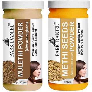 PARK DANIEL Pure & Natural Mulethi Powder & Methi Powder Combo Pack of 2 Bottles of 100 gm (200 gm ) (200 ml) PARK DANIEL Pure & Natural Mulethi Powder & Methi Powder Combo Pack of 2 Bottles of 100 gm (200 gm ) (200 ml)