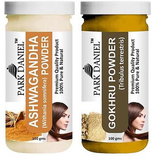 PARK DANIEL Premium Ashwagandha Powder & Gokhru Powder Combo Pack of 2 Jars of 100 gms(200 gms) (200 g) PARK DANIEL Premium Ashwagandha Powder & Gokhru Powder Combo Pack of 2 Jars of 100 gms(200 gms) (200 g)