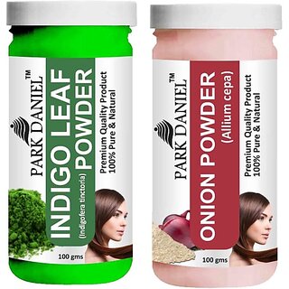PARK DANIEL Pure & Natural Indigo Leaf Powder & Onion Powder Combo Pack of 2 Bottles of 100 gm (200 gm ) (200 ml) PARK DANIEL Pure & Natural Indigo Leaf Powder & Onion Powder Combo Pack of 2 Bottles of 100 gm (200 gm ) (200 ml)
