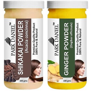                       PARK DANIEL Pure & Natural Shikakai Powder & Ginger Powder Combo Pack of 2 Bottles of 100 gm (200 gm ) (200 ml)                                              