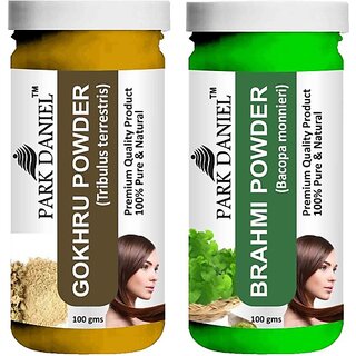 PARK DANIEL Pure & Natural Gokhru Powder & Brahmi Powder Combo Pack of 2 Bottles of 100 gm (200 gm ) (200 ml) PARK DANIEL Pure & Natural Gokhru Powder & Brahmi Powder Combo Pack of 2 Bottles of 100 gm (200 gm ) (200 ml)