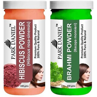                       PARK DANIEL Pure & Natural Hibiscus Powder & Brahmi Powder Combo Pack of 2 Bottles of 100 gm (200 gm ) (200 ml)                                              