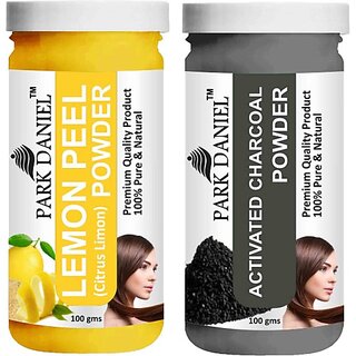                       PARK DANIEL Pure & Natural Lemon Powder & Activated Charcoal Powder Combo Pack of 2 Bottles of 100 gm (200 gm ) (200 ml)                                              