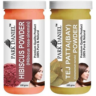                       PARK DANIEL Pure & Natural Hibiscus Powder & Tej Patta(Bay) Powder Combo Pack (200 ml)                                              