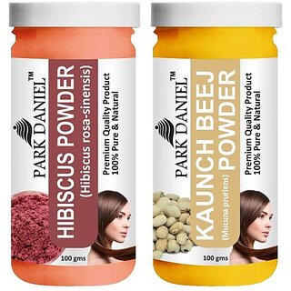                       PARK DANIEL Pure & Natural Hibiscus Powder & Kaunch Beej Powder Combo Pack (200 ml)                                              