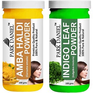 PARK DANIEL Pure & Natural Amba Haldi Powder & Indigo Leaf Powder Combo Pack of 2 Bottles of 100 gm (200 gm ) (200 g) PARK DANIEL Pure & Natural Amba Haldi Powder & Indigo Leaf Powder Combo Pack of 2 Bottles of 100 gm (200 gm ) (200 g)