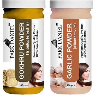 PARK DANIEL Pure & Natural Gokhru Powder & Garlic Powder Combo Pack of 2 Bottles of 100 gm (200 gm ) (200 ml) PARK DANIEL Pure & Natural Gokhru Powder & Garlic Powder Combo Pack of 2 Bottles of 100 gm (200 gm ) (200 ml)