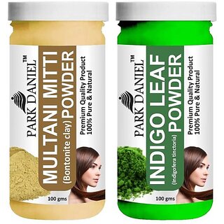 PARK DANIEL Pure & Natural Multani Mitti Powder & Indigo Leaf Powder Combo Pack of 2 Bottles of 100 gm (200 gm ) (200 ml) PARK DANIEL Pure & Natural Multani Mitti Powder & Indigo Leaf Powder Combo Pack of 2 Bottles of 100 gm (200 gm ) (200 ml)