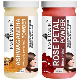                       PARK DANIEL Premium Ashwagandha Powder & Rose Petal Powder Combo Pack of 2 Jars of 100 gms(200 gms) (200 g)                                              