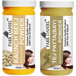                       PARK DANIEL Pure & Natural Kaunch Beej Powder & Tej Patta(Bay) Powder Combo Pack of 2 Bottles of 100 gm (200 gm ) (200 ml)                                              