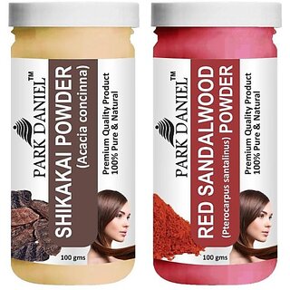                       PARK DANIEL Pure & Natural Shikakai Powder & Red Sandalwood Powder Combo Pack of 2 Bottles of 100 gm (200 gm ) (200 ml)                                              