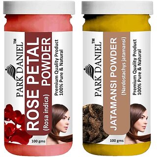                       PARK DANIEL Pure & Natural Rose Petal Powder & Jatamansi Powder Combo Pack of 2 Bottles of 100 gm (200 gm ) (200 ml)                                              