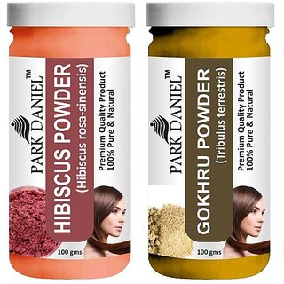                       PARK DANIEL Pure & Natural Hibiscus Powder & Gokhru Powder Combo Pack (200 ml)                                              
