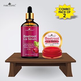 PARK DANIEL Beetroot Lip Serum (30 ml) & Beetroot Lip Balm (8 gm) Combo Pack Of 2 items Fruity (Pack of: 2, 38 g)