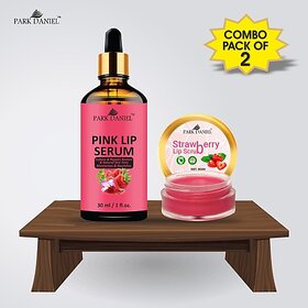 PARK DANIEL Pink Lip Serum (30 ml) & Strawberry Lip Scrub (8 gm) Combo Pack Of 2 items Fruity (Pack of: 2, 38 g)