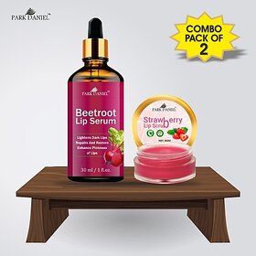 PARK DANIEL Beetroot Lip Serum (30 ml) & Strawberry Lip Scrub (8 gm) Combo Pack Of 2 items Fruity (Pack of: 2, 38 g)