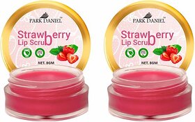 PARK DANIEL Premium Strawberry Lip Scrub for dark lips to lighten for Men & Women- Enriched with Cane Sugar Powder, Tocopherol (Vitamin E), Cocoa Butter, Shea Butter Combo pack of 2 Jars of 08 gms(16 Gms) Strawberry (Pack of: 2, 16 g)
