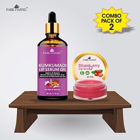 PARK DANIEL Kumkumadi Lip Serum Oil(30ml) & Strawberry Lip Scrub(8gm) Combo Pack Of 2 items Fruity (Pack of: 2, 38 g)