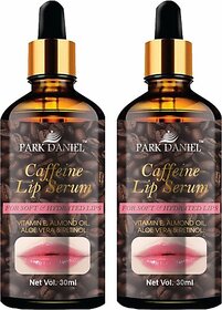PARK DANIEL Natural Caffeine Lip Serum Oil With Vitamin E and Almond Oil- For Soft Lips Combo Pack Of 2 Bottles of 30ml (60ml) (60 ml, Brown)