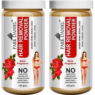                       PARK DANIEL Premium Rose Fragrance Hair Removal Powder- For Easy Hair Removal Of Underarms, Hand, Legs & Bikini Line(Three in one Use)(150gm) Combo PackOf 2 JarsOf 150gm (300gm) Wax (300 g, Set of 2)                                              