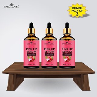 PARK DANIEL Premium Pink Lip Serum - For Shiny, Glossy & Soft Lips with Moisturizing & Nourishing Effect- Men & Women Combo pack of 3 bottles of 30 ml(90 ml) Fruity (Pack of: 3, 90 g)