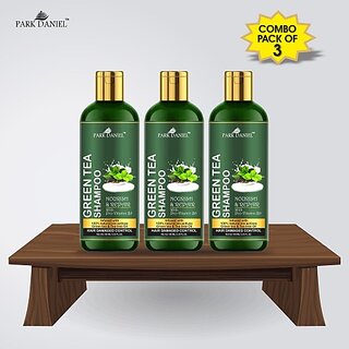                       PARK DANIEL Premium Green Tea Shampoo - For Damage Hair Control Combo Pack 3 Bottle of 100 ml(300 ml) (300 ml)                                              