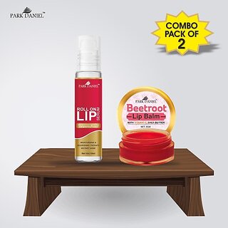                       PARK DANIEL Roll On Lip Serum (10 ml) & Beetroot Lip Balm (8 gm) Combo Pack Of 2 items Fruity (Pack of: 2, 18 g)                                              