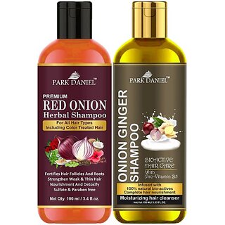                       PARK DANIEL Red Onion Shampoo & Onion Ginger Shampoo Combo Pack Of 2 bottle of 100 ml(200 ml) (200 ml)                                              