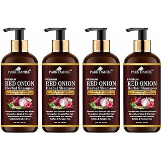 PARK DANIEL Premium Red Onion Herbal Shampoo For Anti-Dandruff Pack of 4 of 300 ml (1200 ml) (1200 ml) PARK DANIEL Premium Red Onion Herbal Shampoo For Anti-Dandruff Pack of 4 of 300 ml (1200 ml) (1200 ml)