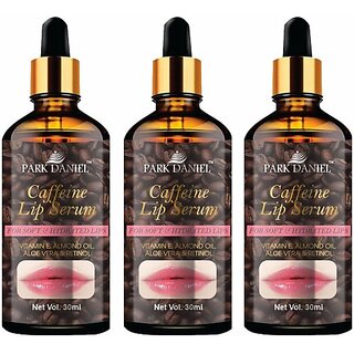                       PARK DANIEL Natural Caffeine Lip Serum Oil With Vitamin E and Almond Oil- For Soft Lips Combo Pack Of 3 Bottles of 30ml (90ml) (90 ml, Brown)                                              