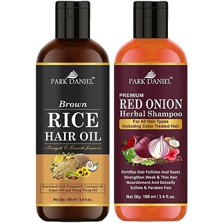                       PARK DANIEL Rice Oil & Red Onion Shampoo Combo Pack Of 2 bottle of 100 ml(200 ml) (200 ml)                                              