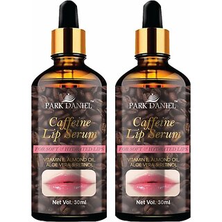                       PARK DANIEL Natural Caffeine Lip Serum Oil With Vitamin E and Almond Oil- For Soft Lips Combo Pack Of 2 Bottles of 30ml (60ml) (60 ml, Brown)                                              