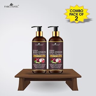                       PARK DANIEL Premium Red Onion Herbal Shampoo - For Hair Growth & Anti Hair Fall Combo Pack Of 2 bottle of 200 ml (400 ml) (400 ml)                                              