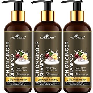                       PARK DANIEL Premium Onion Ginger Shampoo -For Hair Nourishment and Moisturizing Combo Pack 3 Bottle of 200 ml(600 ml) (600 ml)                                              