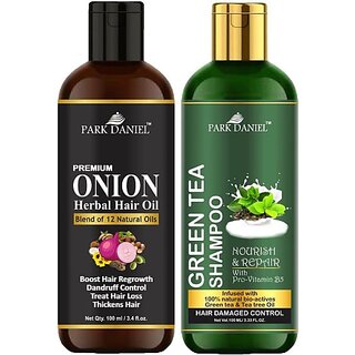 PARK DANIEL Onion Oil & Green Tea Shampoo Combo Pack Of 2 bottle of 100 ml(200 ml) (200 ml) PARK DANIEL Onion Oil & Green Tea Shampoo Combo Pack Of 2 bottle of 100 ml(200 ml) (200 ml)