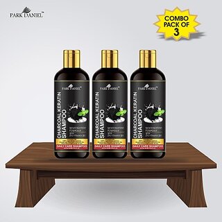                       PARK DANIEL Premium Charcoal Keratin Shampoo - An Daily Care Shampoo Combo Pack 3 Bottle of 100 ml(300 ml) (300 ml)                                              