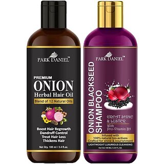                       PARK DANIEL Premium Onion Oil & Onion Blackseed Shampoo Combo Pack Of 2 bottle of 100 ml(200 ml) (200 ml)                                              