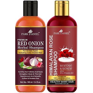                       PARK DANIEL Red Onion Shampoo & Rose Shampoo Combo Pack Of 2 bottle of 100 ml(200 ml) (200 ml)                                              